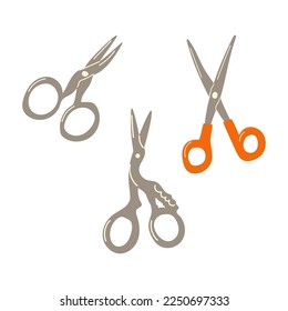 Scissors set. Vector hand drawn illustration. Craft, DIY.