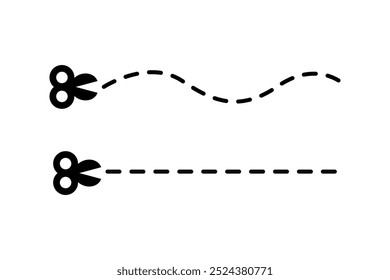 Scissors sewing cutting mark. Flat decorative element vector design isolated illustration.