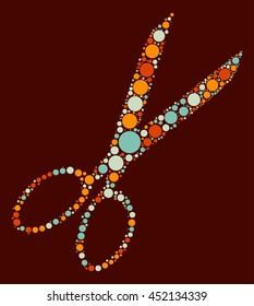 scissors shape vector design by color point