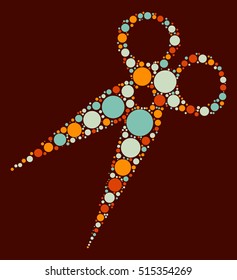 scissors shape vector design by color point
