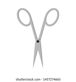 Scissors or shearing tool on white; vector icon or object,  graphic symbol. Shearing tool. 