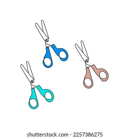 Scissors, shears. Minimalist one line drawing style. Craft tool. Back to school, education concept. Vector illustration.