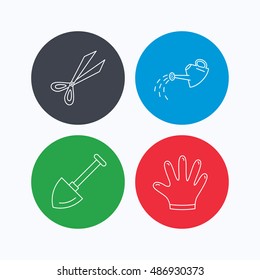 Scissors, shovel and gloves icons.