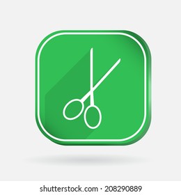 scissors sign.  Color square icon
