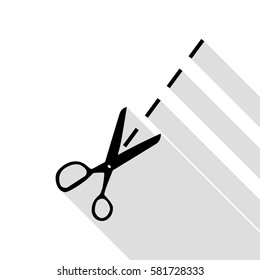 Scissors sign illustration. Black icon with flat style shadow path.