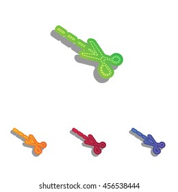 Scissors sign illustration. Colorfull applique icons set.