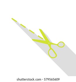 Scissors sign illustration. Pear icon with flat style shadow path.