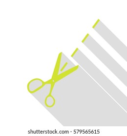 Scissors sign illustration. Pear icon with flat style shadow path.