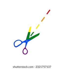 Scissors sign illustration. Rainbow gay LGBT rights colored Icon at white Background. Illustration.