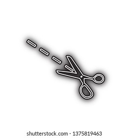 Scissors sign illustration. Vector. Double contour black icon with soft shadow at white background. Isolated.