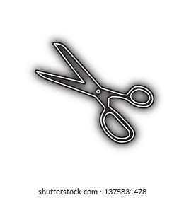 Scissors sign illustration. Vector. Double contour black icon with soft shadow at white background. Isolated.