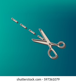 Scissors sign illustration. Vector. Icon printed at 3d on sea color background.