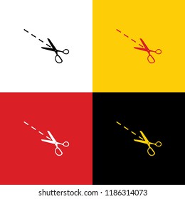 Scissors sign illustration. Vector. Icons of german flag on corresponding colors as background.