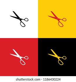 Scissors sign illustration. Vector. Icons of german flag on corresponding colors as background.
