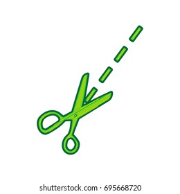 Scissors sign illustration. Vector. Lemon scribble icon on white background. Isolated