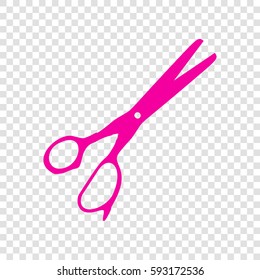Scissors sign illustration. Vector. Magenta icon on transparent background.
