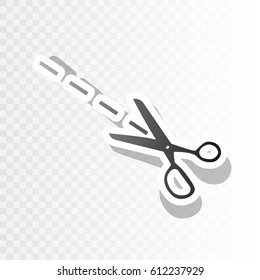 Scissors sign illustration. Vector. New year blackish icon on transparent background with transition.