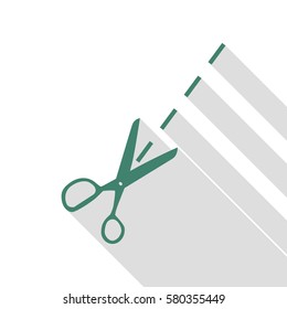 Scissors sign illustration. Veridian icon with flat style shadow path.