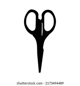 Tijeras Silhouette. Elemento de diseño de iconos blancos y negros sobre fondo blanco aislado