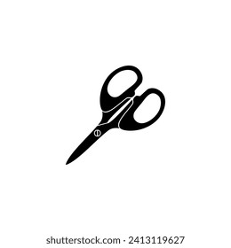Silueta de tijeras, de estilo plano, puede utilizarse para pictograma, ilustración de arte, sitio web, aplicaciones, tipo de logotipo o elemento de diseño gráfico. Ilustración vectorial