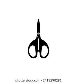 Silueta de tijeras, de estilo plano, puede utilizarse para pictograma, ilustración de arte, sitio web, aplicaciones, tipo de logotipo o elemento de diseño gráfico. Ilustración vectorial