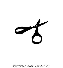Silueta de tijeras, de estilo plano, puede utilizarse para pictograma, ilustración de arte, sitio web, aplicaciones, tipo de logotipo o elemento de diseño gráfico. Ilustración vectorial
