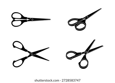 Schere Silhouette Icon Set in unterschiedlicher Ansicht
