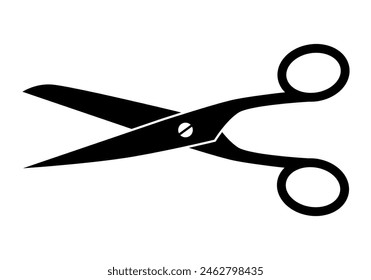 scissors silhouette shape, black and white vector illustration of hand-operated shearing tools, white background