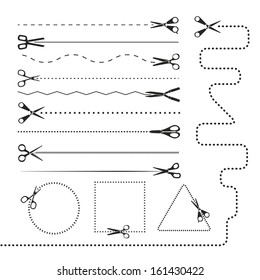 Scissors silhouettes dividers. Vector design elements