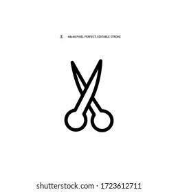 Scissors simple black line web icon vector illustration. Editable stroke. 48x48 Pixel Perfect.