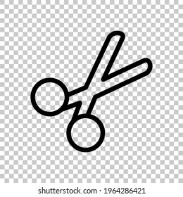 Scissors, simple icon or logo. Black editable linear symbol on transparent background