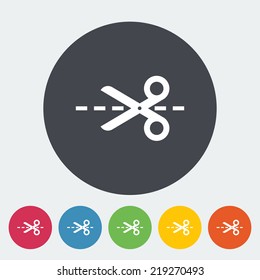 Scissors. Single flat icon on the circle. Vector illustration.