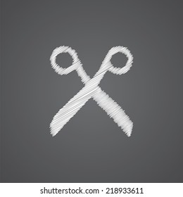 scissors sketch logo doodle icon isolated on dark background 