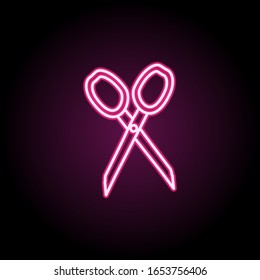Schere skizziert Neonsymbol. Einfache dünne Linie, Vektorillustration von Bildungs-Icons für i und ux, Website oder mobile Applikationen