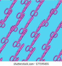 Scissors sketch, vector seamless pattern 