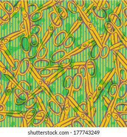 Scissors sketch, vector seamless pattern 