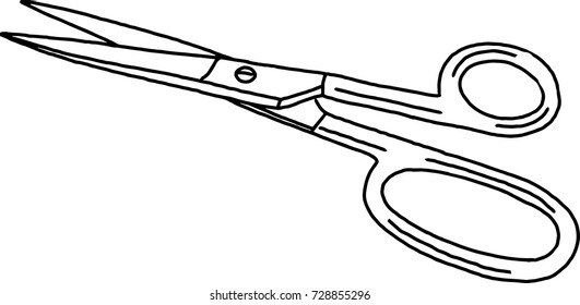 Scissors small metal hand-draw Sketch doodle black and whit