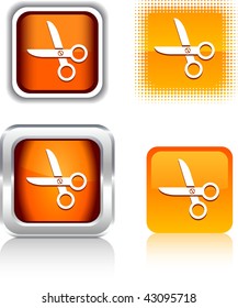    scissors  square buttons. Vector illustration.