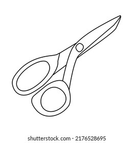 Scissors. Stationery for school. Black and white. Vector illustration in doodle style on white background