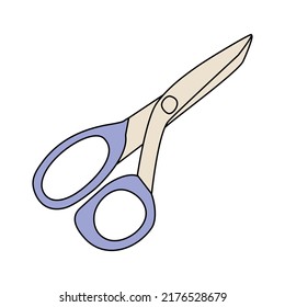 Scissors. Stationery for school. Vector illustration in doodle style on white background