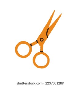 Scissors, stationery tool for paper cutting. Office, school instrument for crafts. Hand-drawn sheers with blade. Flat vector illustration isolated on white background