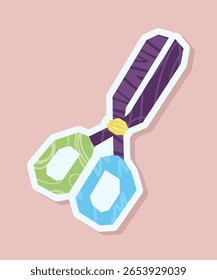 Scissors Sticker with Flat Soft Color Palette in Cutout Style