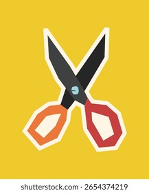 Scissors Sticker with Flat Soft Color Palette in Cutout Style