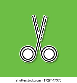 Scissors sticker icon. Simple thin line, outline vector of beauty, make up, cosmetics icons for ui and ux, website or mobile application