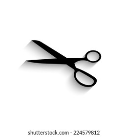 scissors symbol - black vector icon with shadow