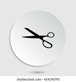 scissors symbol - black vector  icon with shadow