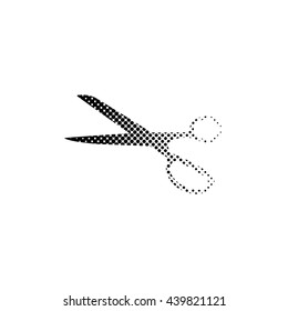 scissors symbol - black vector icon;  halftone illustration