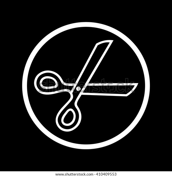 Scissors symbol in a\
Circle