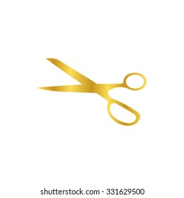 scissors symbol - gold vector icon