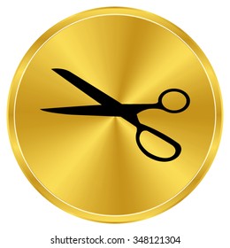 scissors symbol - gold vector icon